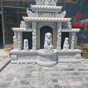 天津芝麻白中国黑石材套墓 花岗岩墓碑