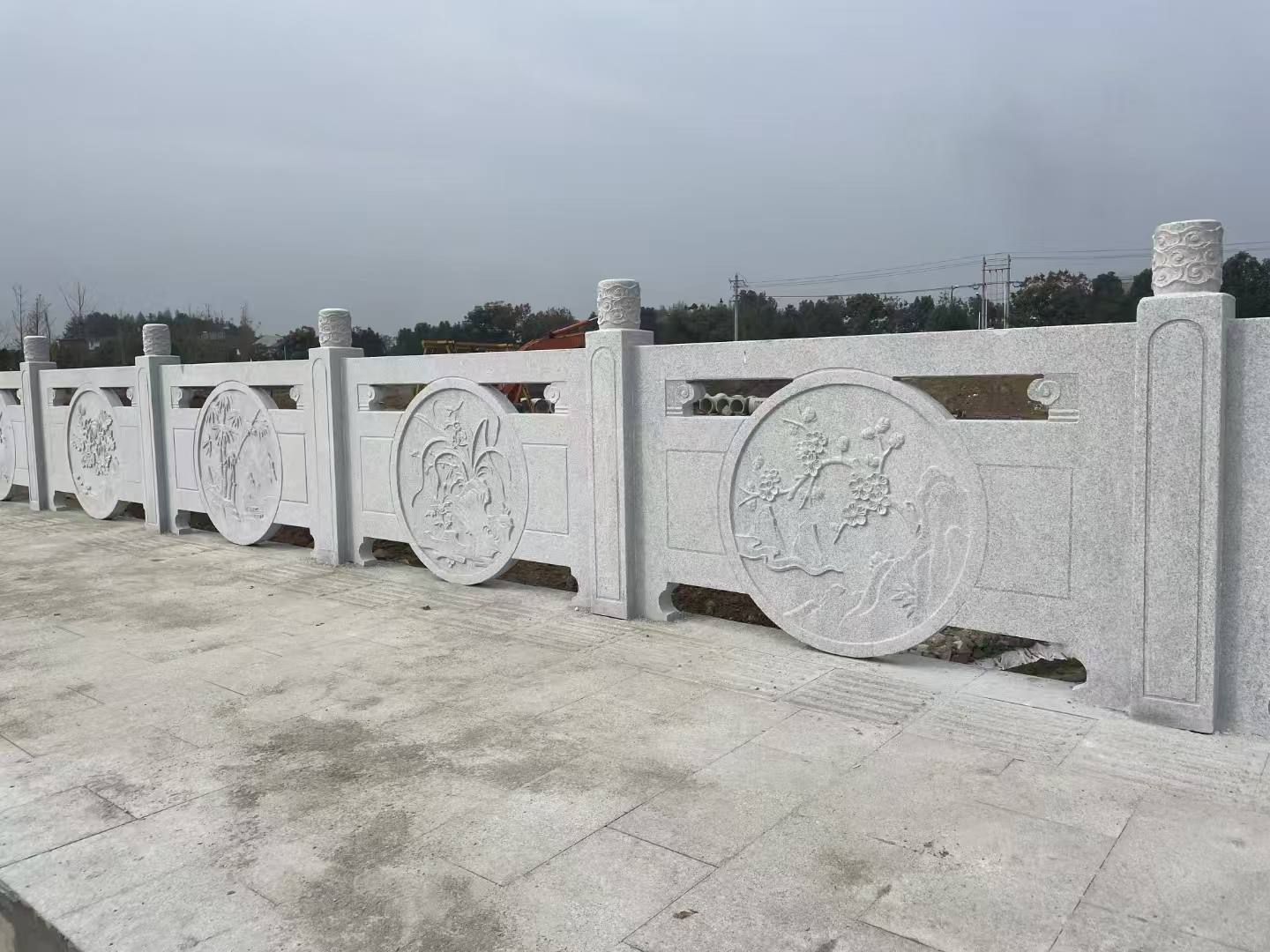天津芝麻白河道栏杆 石材栏杆